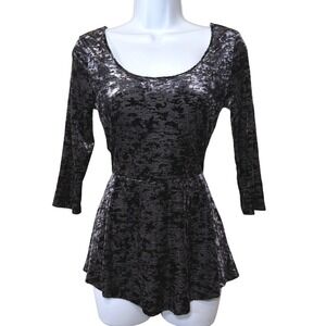 Crushed Velvet Top Womens Med Fairy Whimsigoth Purple romantic peplum 90s
